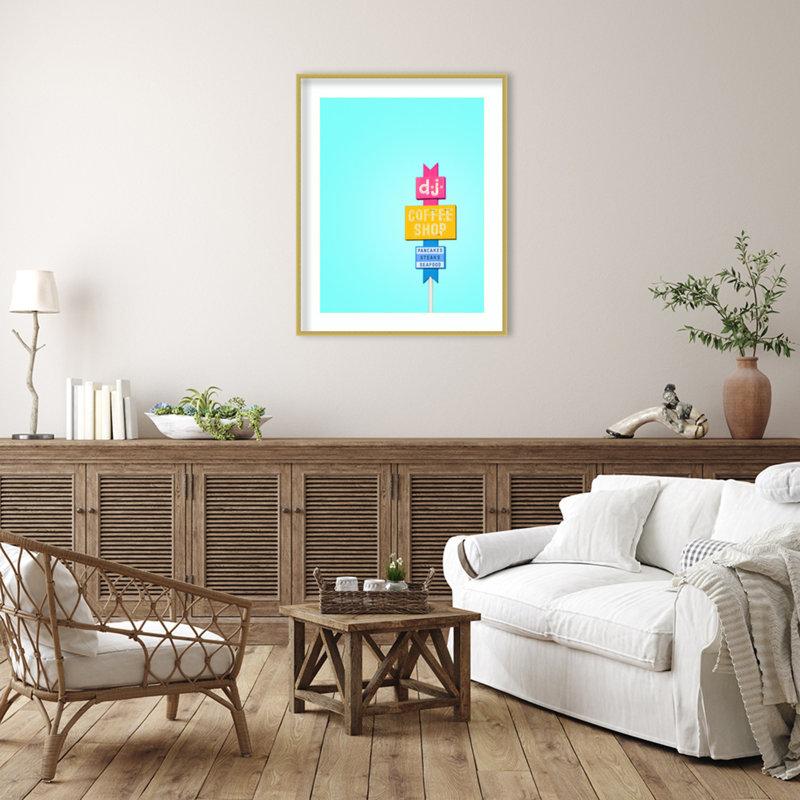 «DJ Coffee Shop Sign» par Cristobal Wood, reproduction d'art encadrée, H 41 po x l 33 po