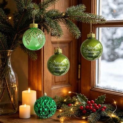 Décoration de Noël : Ensemble de 6 boules sphériques transparentes à suspendre, recouvertes de fil, pour sapin de Noël intérieur et décoration de fêtes.