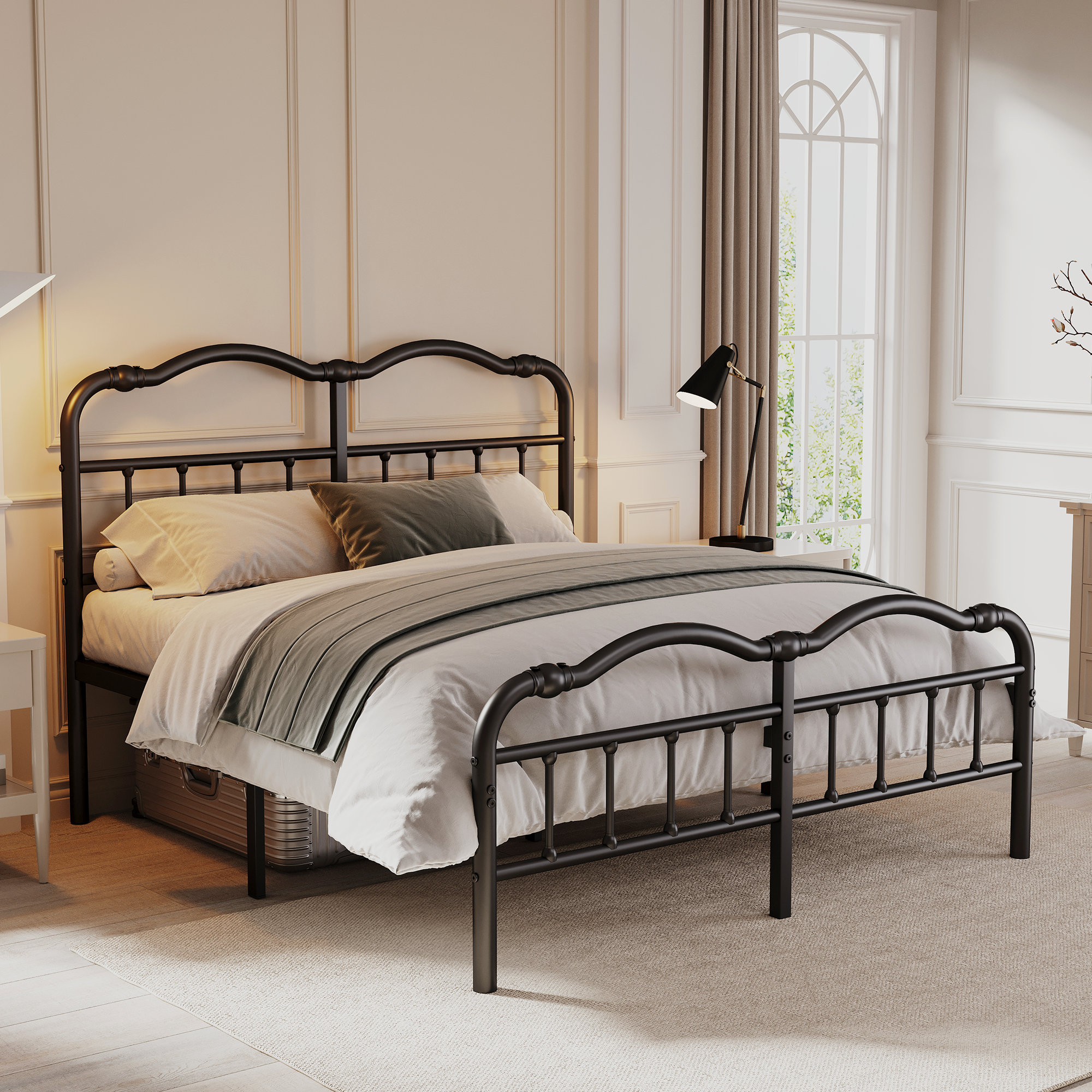 Winston Porter Rennane Metal Open-Frame Bed & Reviews | Wayfair