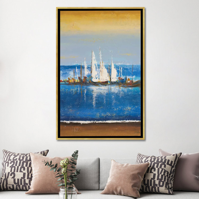 "Blue Ocean II" par Patricia Pinto, reproduction d’art, Pas de tapis, H 60 po x l 40po x P 1,5 po, Toile tendue