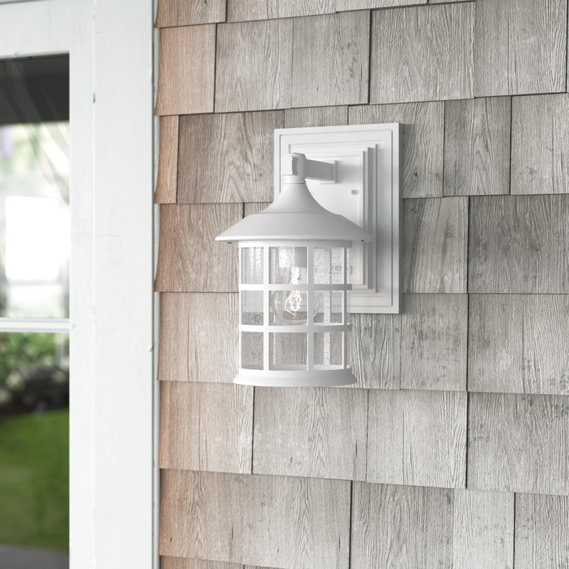 Freeport Textured White 1 - Bulb Outdoor Wall Lantern, 12.25" H x 8" W x 9" D, Textured White, MED