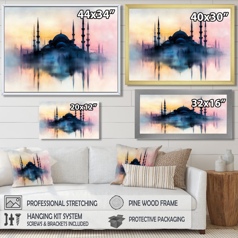 Mosquée à l'aube, Turquie, Turquie, art mural, H 12 po x l 20 po, Reproduction encadrée d'une seule photo sans pass, Noir