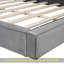 Grand lit plateforme tapissier avec tissu en velours, lit au sol avec cadre uni, beige-185879320