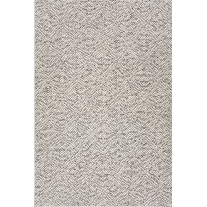  Elarissea Indoor/Outdoor Contemporary Area Rug, Gray, Runner 2'6" x 8'