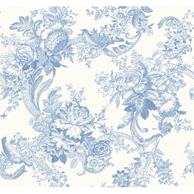 Alnwick, Carmel Blush Baroque Florals 27' L X 27" W, Wallpaper Roll