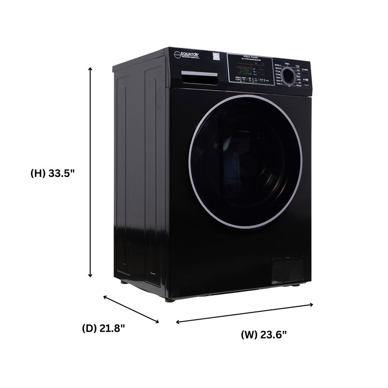 Equator All-in-one Washer Dryer Ventless FULLY BUILTIN 0-CLEARANCE 1.62cf/15lbs 110V 1400RPM, Black