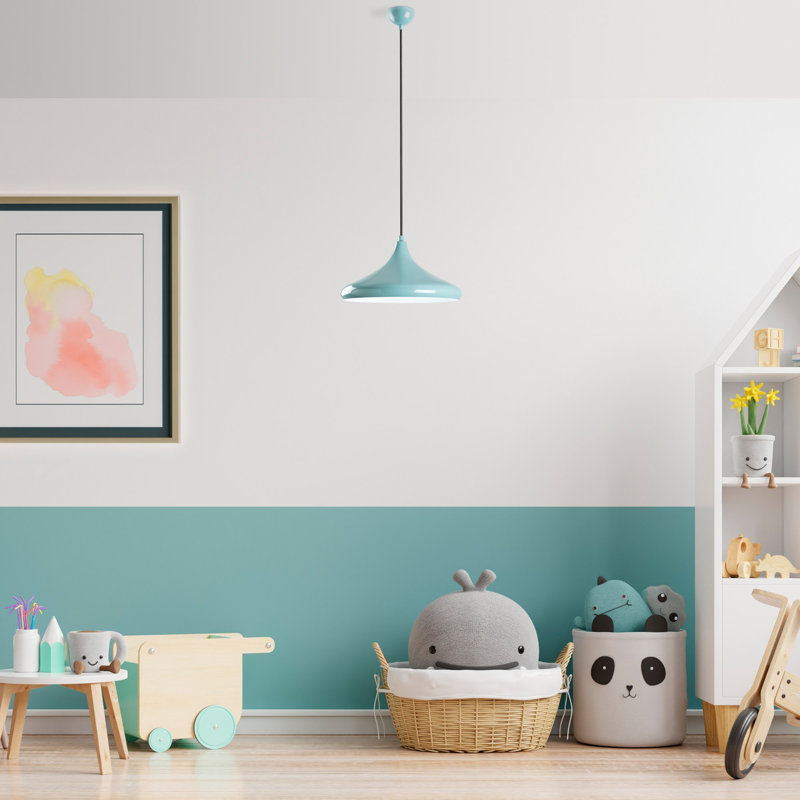 Superbe lustre turquoise, hauteur réglable de 10 x 2,8 pouces, base en métal, hauteur totale de 27 à 45,7 pouces, douille E27 (40 W maximum), éclairage élégant pour la salle à manger et les espaces de vie, design moderne