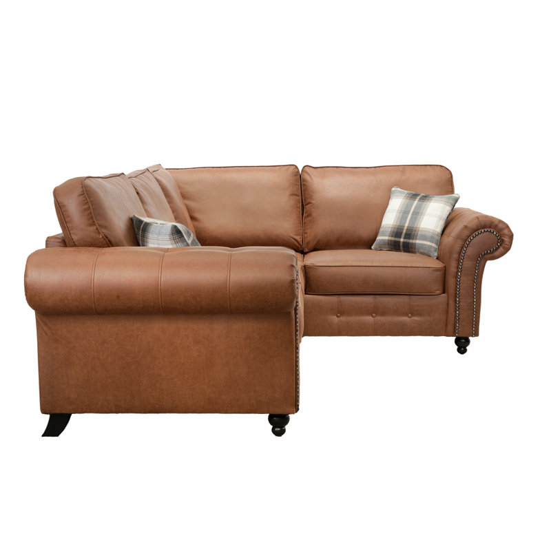 Bodnar Corner Sofa, Brown, Left Hand Facing