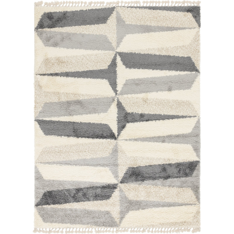 Tapis gris à motif géométrique Mitzy, Rectangle 9 pi x 12 pi 2 po