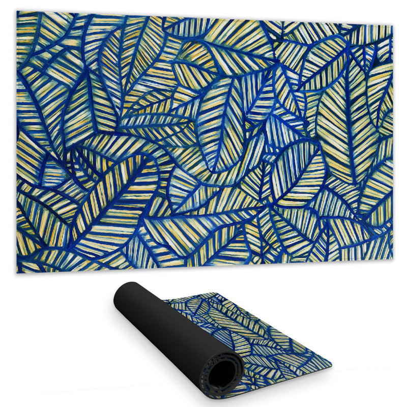 Blue leaf patterns - 14.00"x24.25" Desk mat