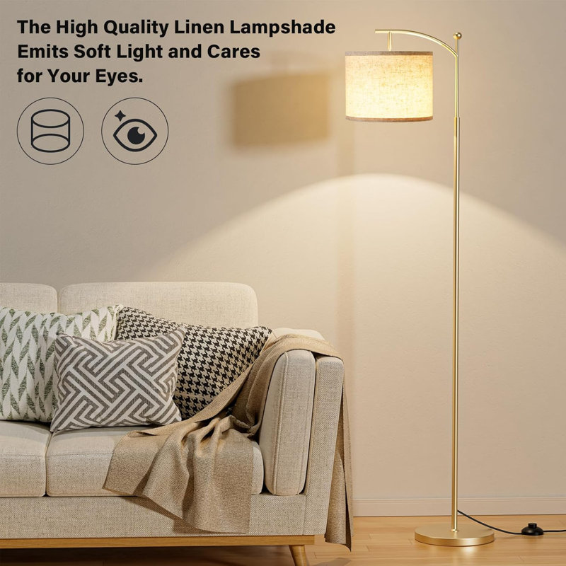 Adjustable Brightness & Color Temperature Floor Lamp With Remote Control, Rotating Lampshade, Magnetic Remote & Timer Function, Easy Installation