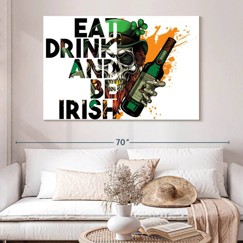 Lelend Eat Drink And Be Irish Skull, H 34 po x l 51 po