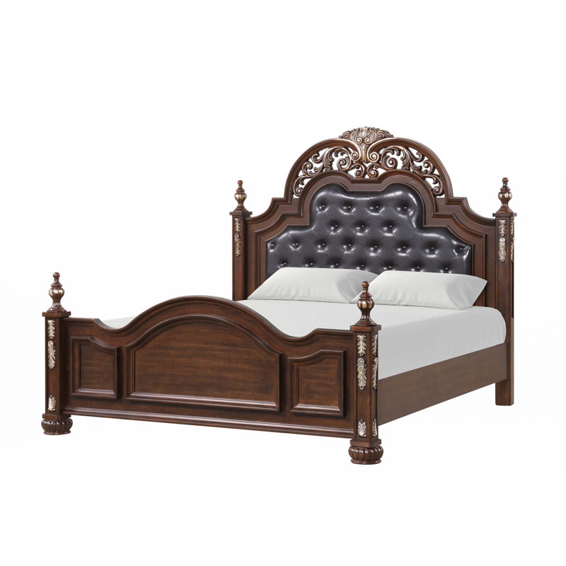 Bed Frame(Only Bed), Cherry, Queen