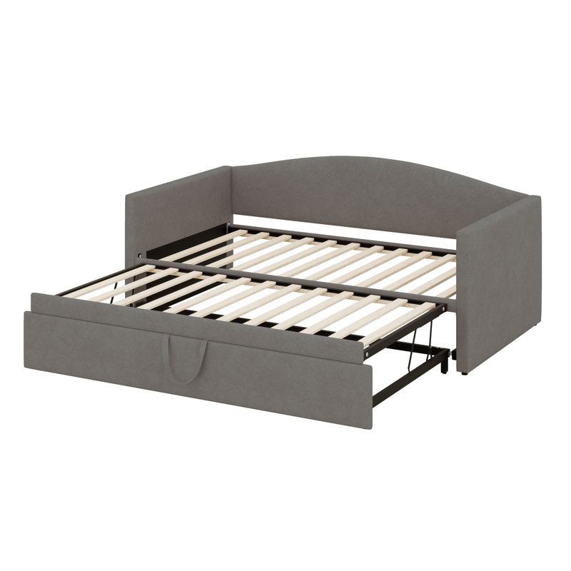 Daybed With Extended Pop Up Trundle, Upholstered Sofa Bed Daybed, Space-Saving To Design, Perfect For Guest Room, Velvet