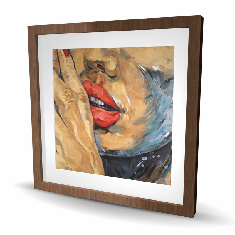 Shushing Lips Closeup - Framed Matted Print for Home Decor