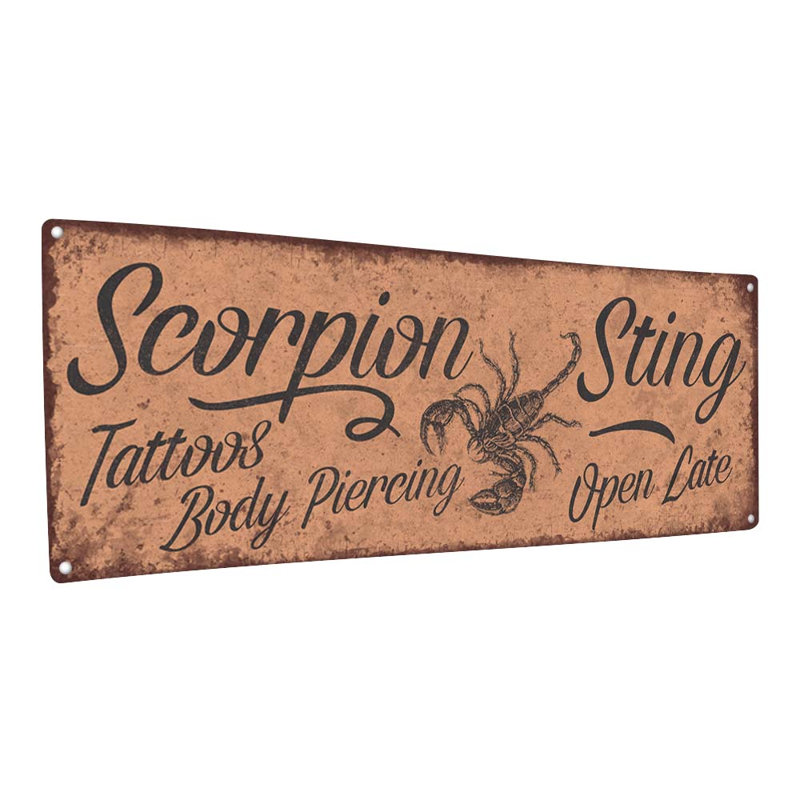 Distressed, Scorpion Sting Tattoos Metal Sign