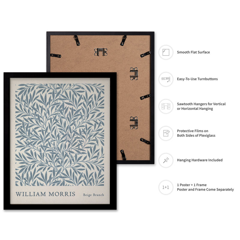 William Morris - Branche No2, Black Framed, Poster, 18"H x 24"W
