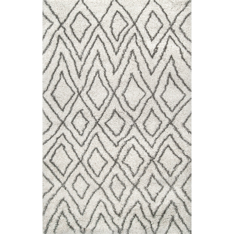 Tapis ivoire à motif géométrique Ortonville, Rectangle 4 pi x 6 pi
