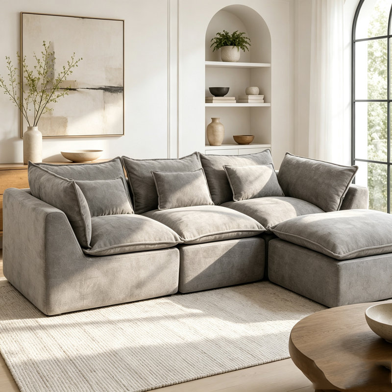 Canapé modulaire surdimensionné Cloud Couch, Gris antique + 3 sièges + 1 fauteuil
