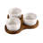 Kalmar Home Triangular Serving Set with 3 White Ceramic Dishes with Lids