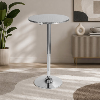 Contemporary Adjustable Round Bar Table In Silver