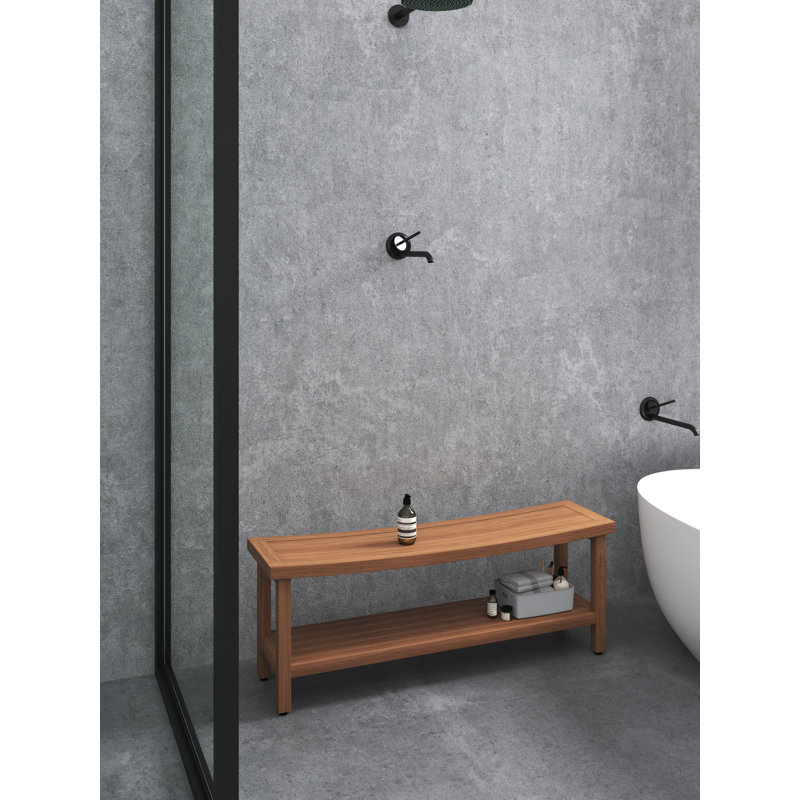Sumba Teak Shower Bench, Teak Oil, 18" H x 48" W x 12" D