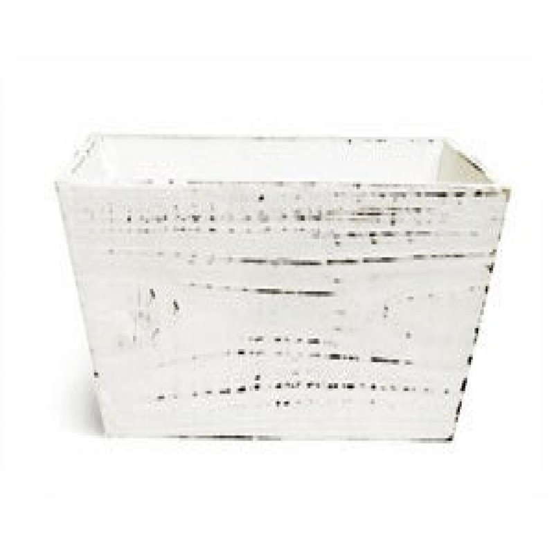 Aged Look White Rectangular Wooden Outdoor Planter Box