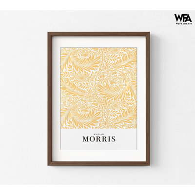 Reproduction de fleur Larkspur jaune par William Morris, décoration florale de salon chaleureux, art mural porche, impression de fleur d'entrée