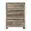 Commode brune 33,09 x 16,61 x 47,83 po, en bois massif et MDF, une seule pièce, haute, avec 5 tiroirs et poignées argentées