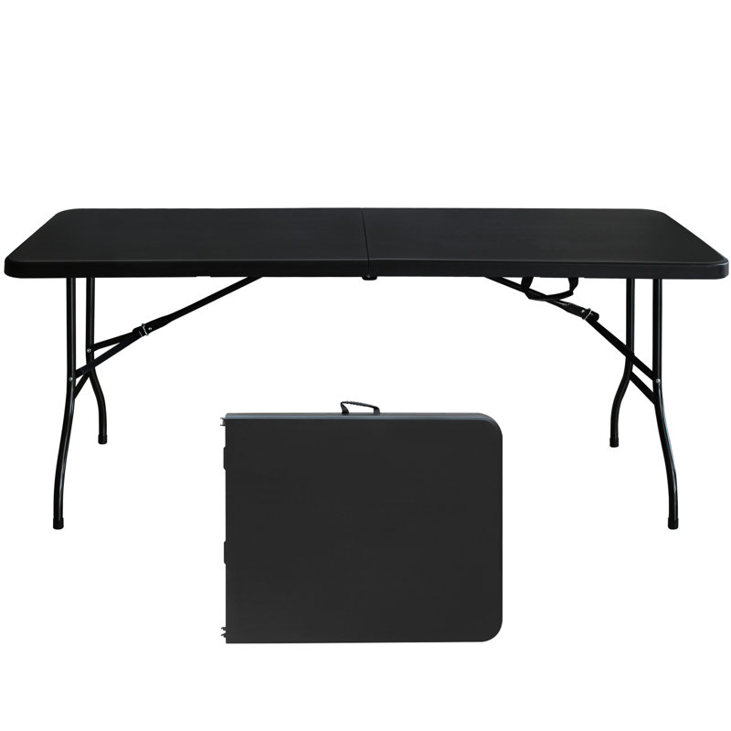 Camping Picnic Portable Folding Table - 6Ft, Foldable, Strong, Black High Stability,, 28.27" H x 71.62" W x 29.77" D, Black