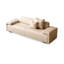 Banc long en cuir beige avec revêtement en bois et chambre à coucher moderne Beige-112343086