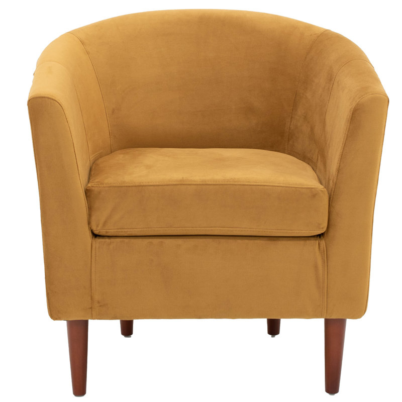 Fauteuil demi-tonneau l 31,5 po Kronos, Mélange de polyester tabac, Noyer