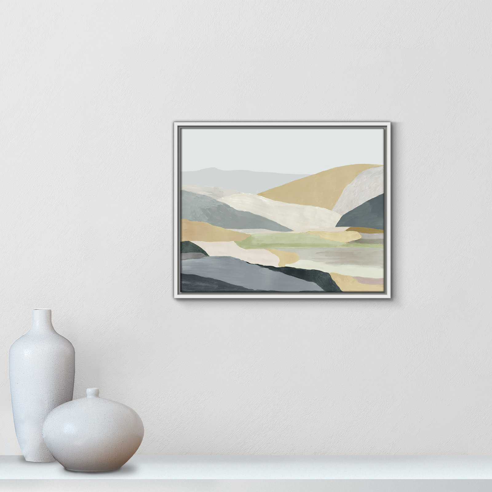 Blair "Warm Hills I" Painting, White Canvas , 17.5" H x 21.5" W x 2" D