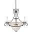 Lustre 6 lumières en argent antique avec bol en verre albâtre Toledo