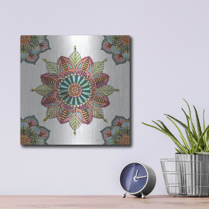«Mandala Morning VI» par Anne Tavoletti, art mural en métal, H 12 po x l 12 po