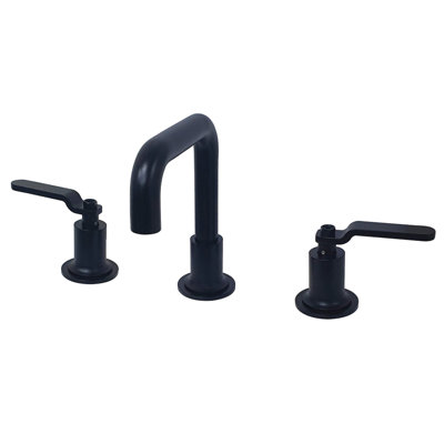 Kingston Brass Whitaker Two-Handle 3-Hole Deck Mount Widespread Bathroom Faucet with Push Pop-Up Drain