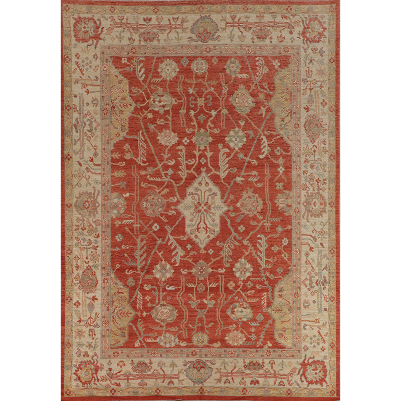Orange Turkish Wool Oushak Vegetable Dye Area Rug 9x12
