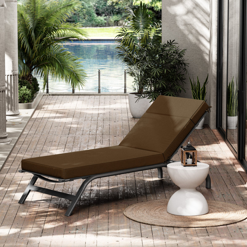 Outdoor Chaise Lounge Cushion – Weather-Resistant, Reversible, Plush Comfort, Brown, 26" W x 80" D