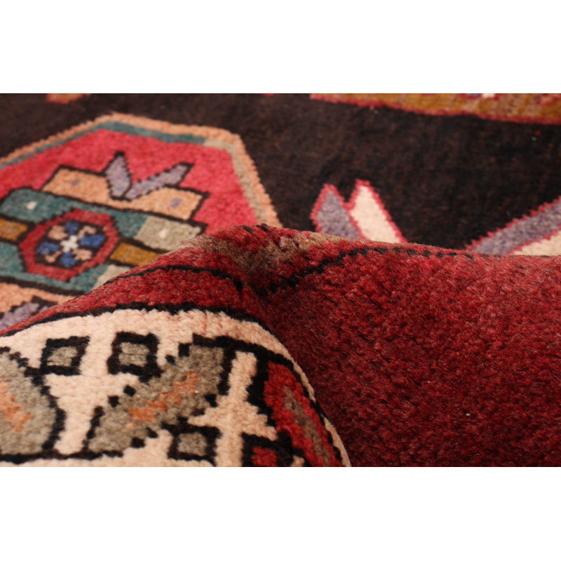 One-of-a-Kind 3'11" X 9'6" New Age Runner Wool Area Rug in Red