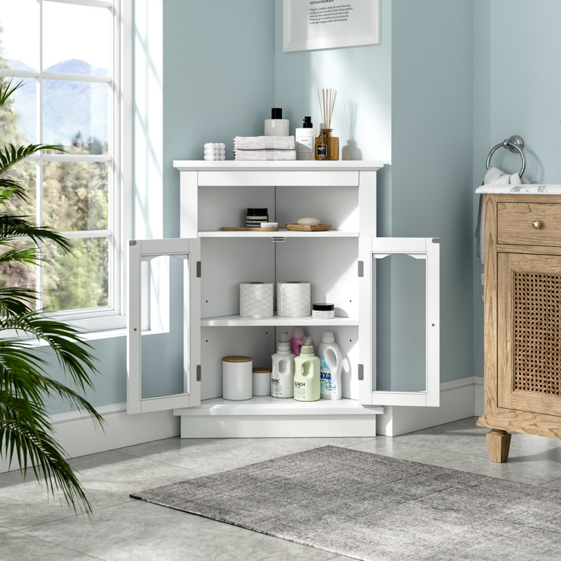 Armoire d'appoint de plancher avec deux portes et tablettes, armoires de rangement autoportantes