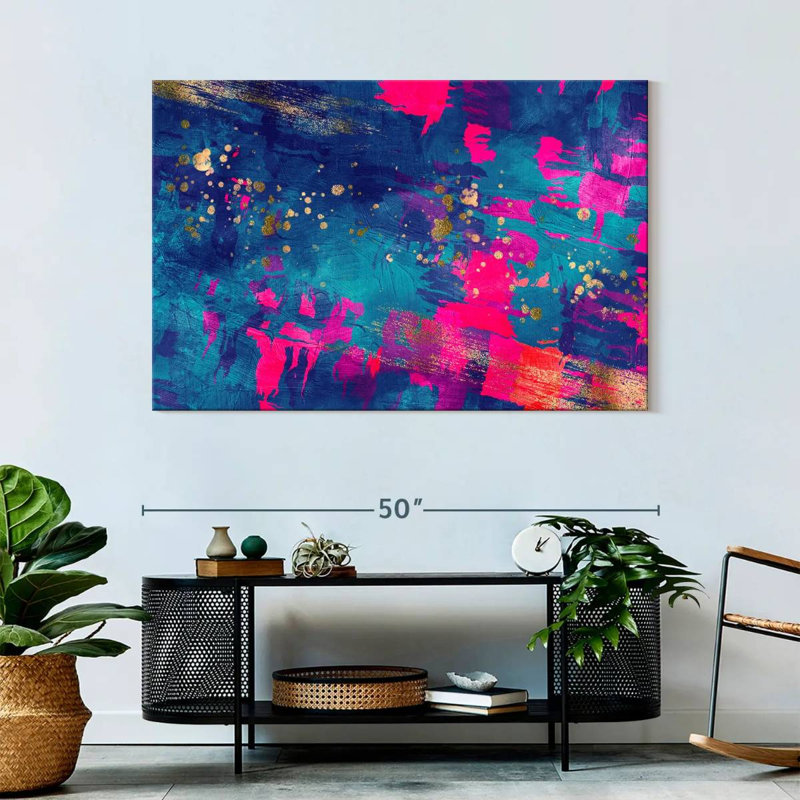 Blue Magenta Abstract Canvas Print, 48" H x 32" W x 1.25" D
