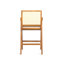 Tabouret de bar à dossier en plastique tissé crème de 27 po de hauteur - siège en tissu rembourré de mousse et structure en bois d'hévéa durable