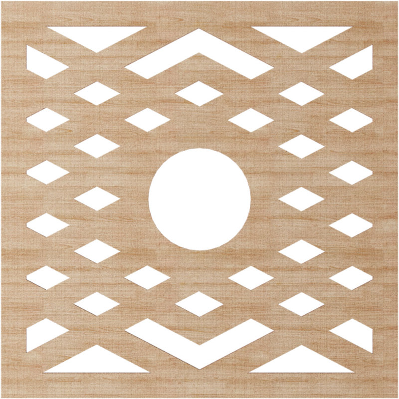 Médaillon 32 po x 8 1/4 po x P 3/8 po à chevrons, noyer, Aulne, H 30 po x l 30 po x P 0,25 po