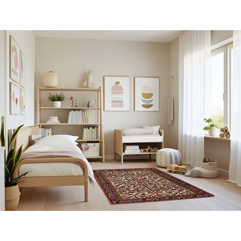 Tapis oriental rouge / ivoire Kirstie, Rectangle 3 pi x 5 pi