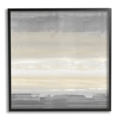 Paysage gris abstrait encadré sur bois