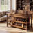 63" Solid Wood Counter Height Bar Table with Storage