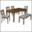 Ensemble de table de salle à manger élégant en bois 6 pièces avec 4 chaises et un banc, design moderne pour des réunions de famille confortables et des expériences culinaires élégantes
