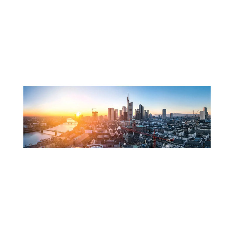Frankfurt Am Main Skyline Panorama At Sunset by Jan Becke - Wrapped Canvas Panoramic Print, 45.72cm H x 66.04cm Wx 3.81cm D