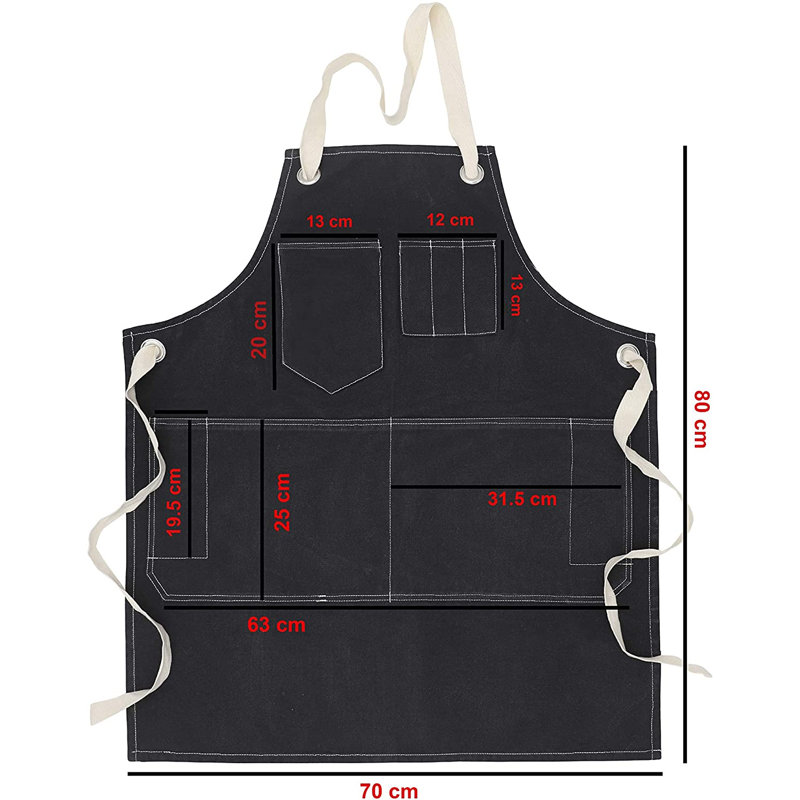 Solid Colour Cotton Apron Sets, Charcoal