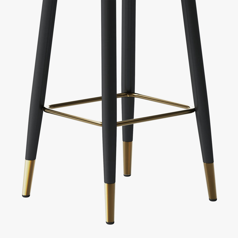 28.7" Seat Height Upholstered Modern Bar Stool With Back And Metal Legs For Kitchen, PU Leather Bar Height Bar Stools Set Of 2